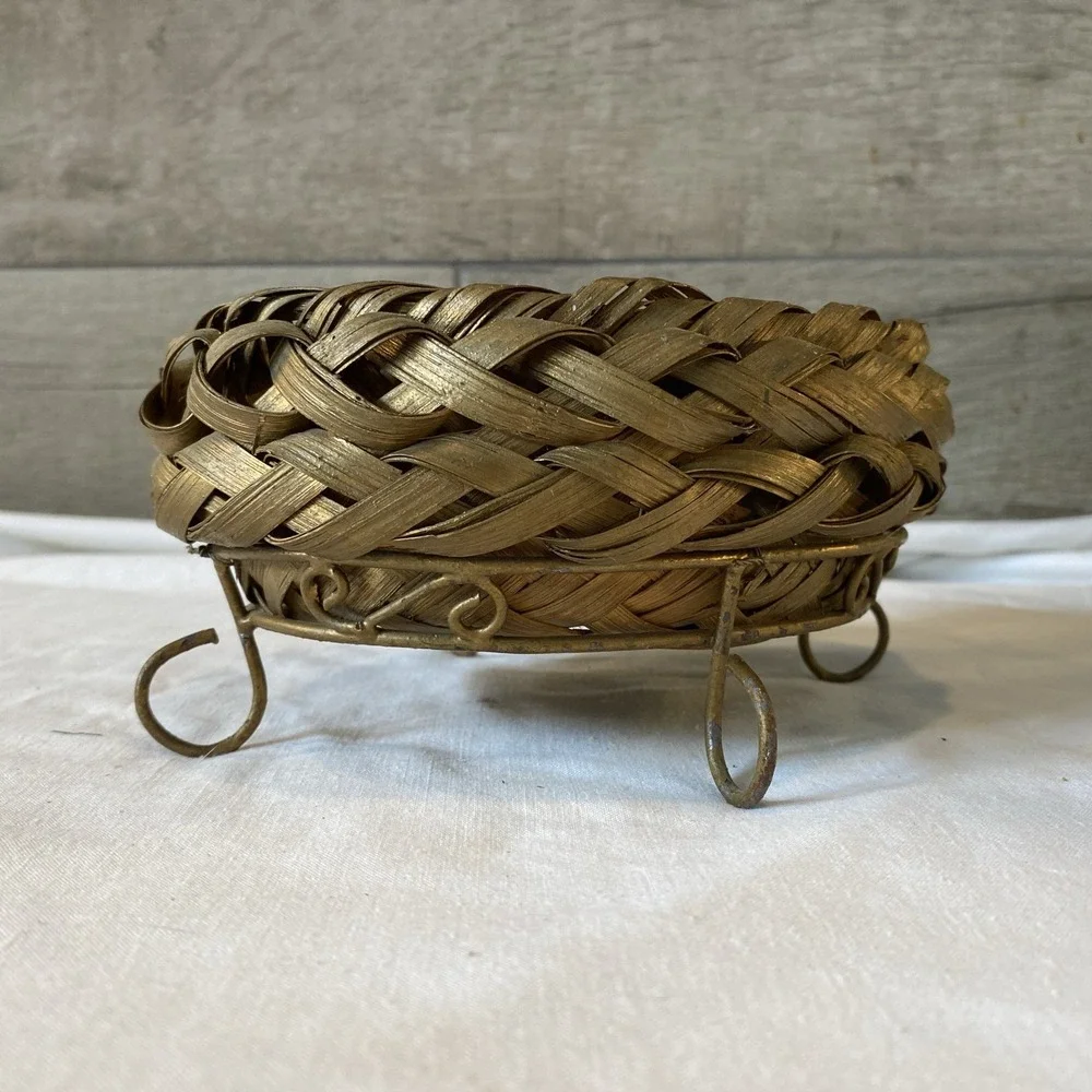 Decorative Woven Basket With Stand